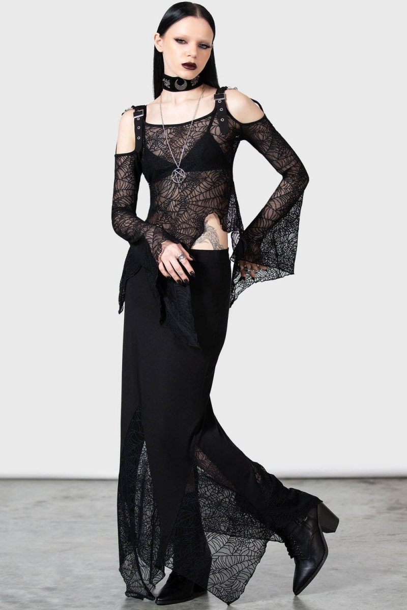 Killstar Aramina Skirt Negros | 84317-WRZE