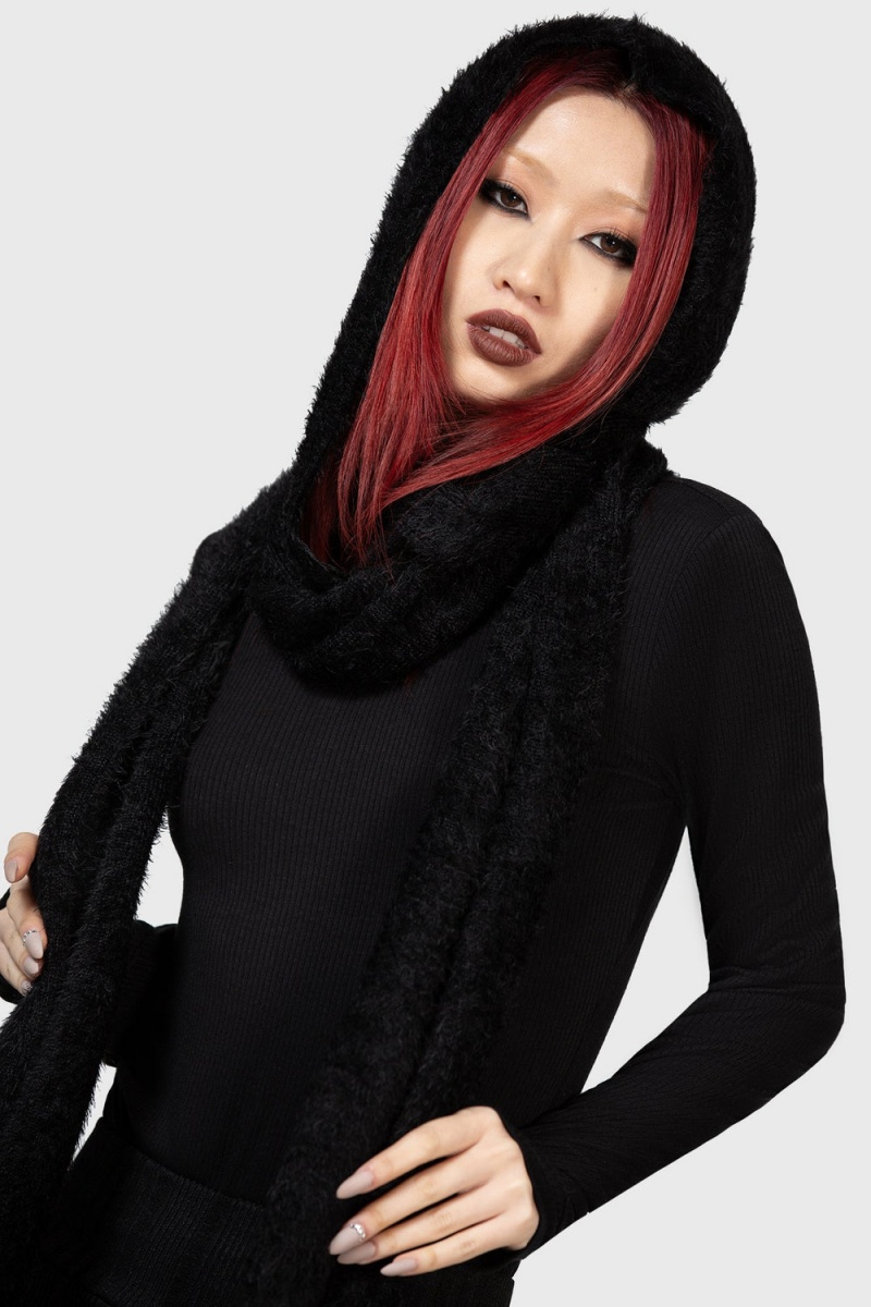 Killstar Ashen Encapuchado Scarf Negros | 38247-UBVD