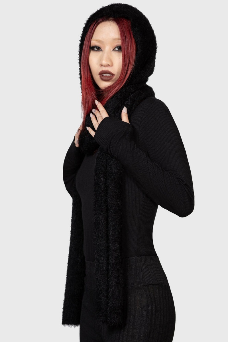 Killstar Ashen Encapuchado Scarf Negros | 38247-UBVD