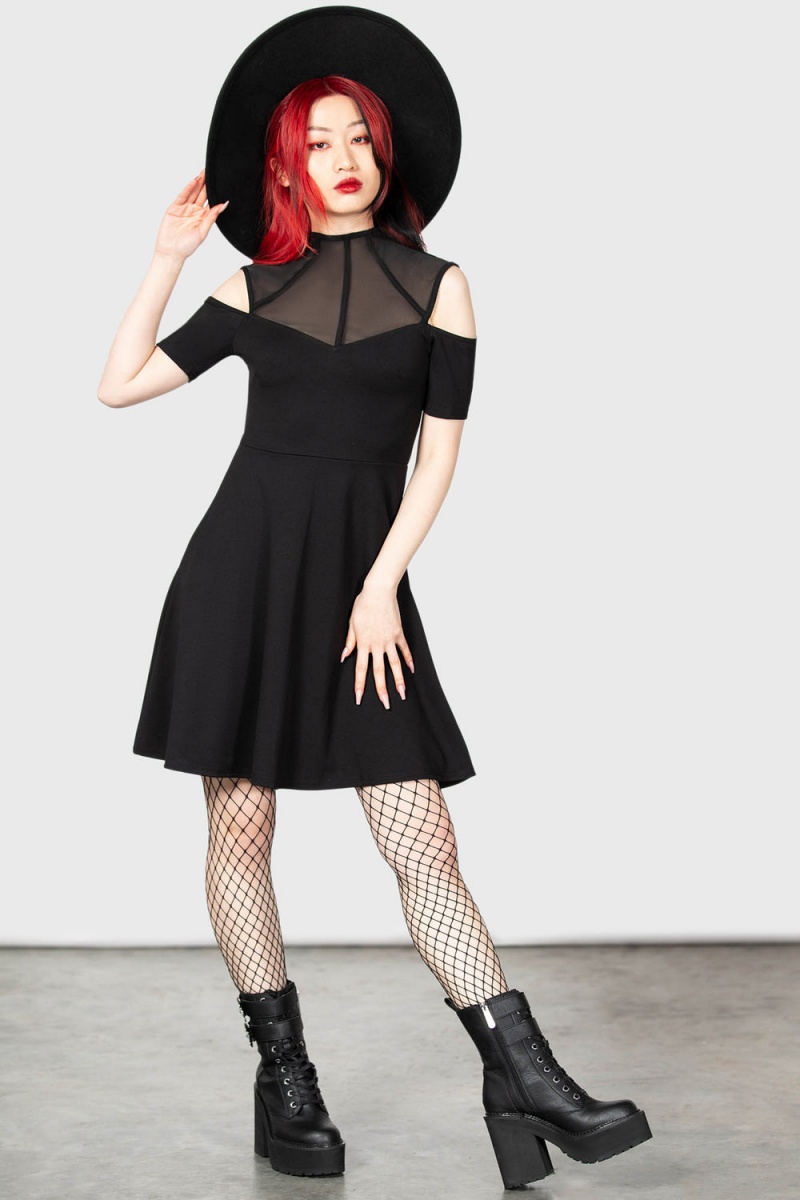 Killstar Astra Skater Vestido Negros | 94235-QUBT
