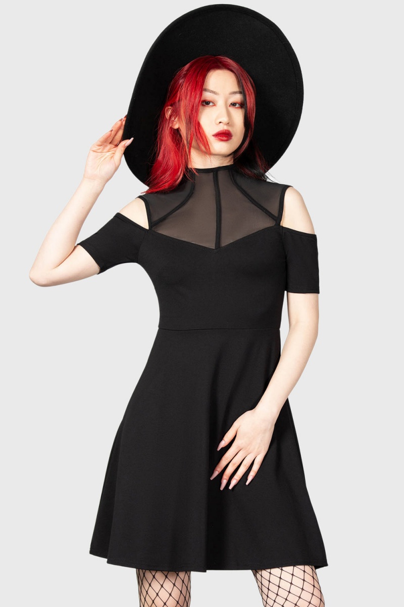 Killstar Astra Skater Vestido Negros | 94235-QUBT