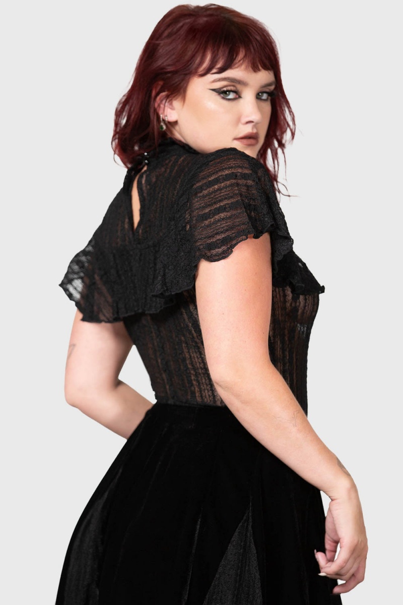 Killstar Atala's Night Encaje Top Negros | 01286-KOBR
