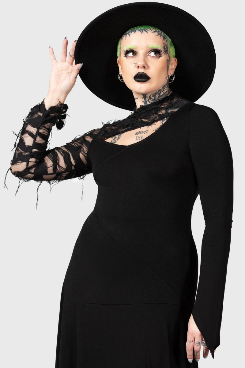 Killstar Aubrette Vestido Negros | 64578-TXMA