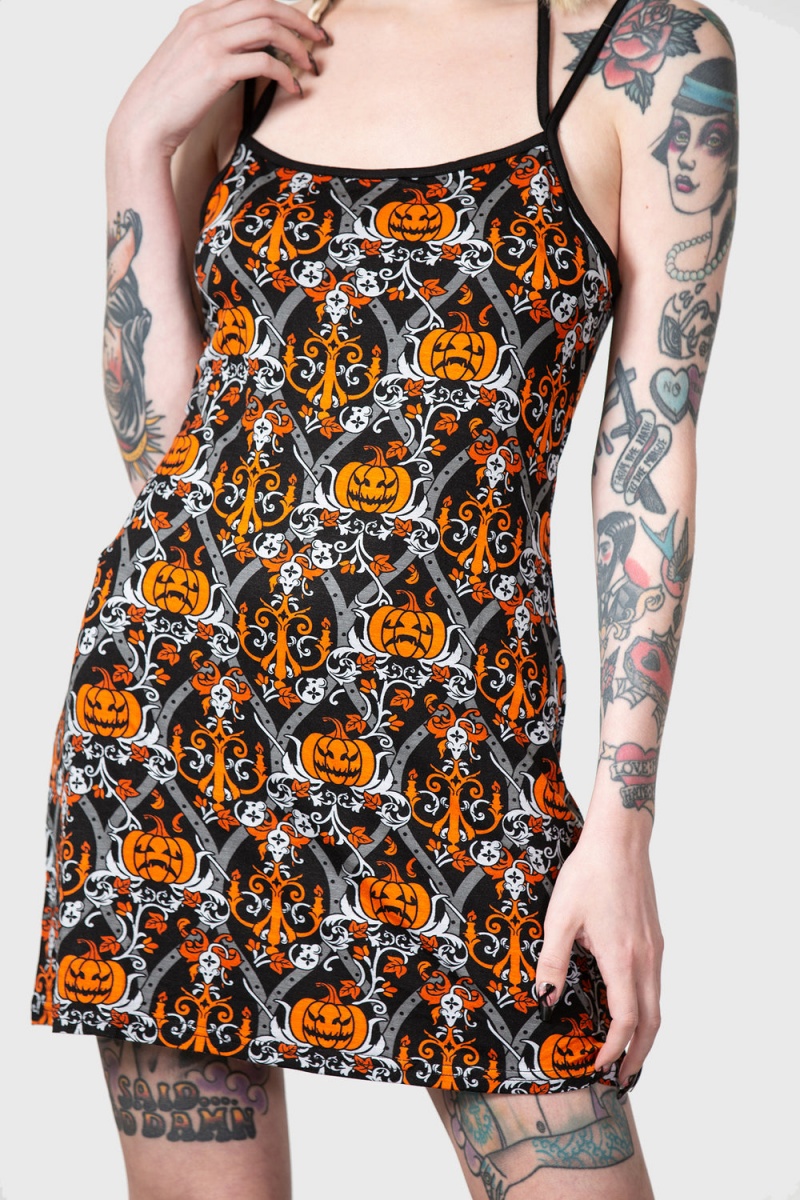 Killstar Autumn Slumber Slip Vestido Negros | 35821-AIUW