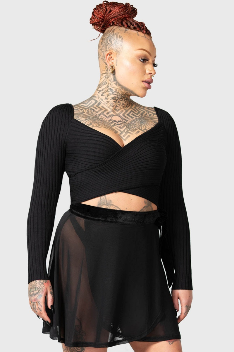Killstar Awakening Wrap Top Negros | 64385-FKRJ