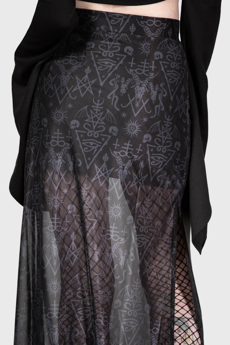 Killstar Baphy Maxi Skirt Negros | 57469-EBUN