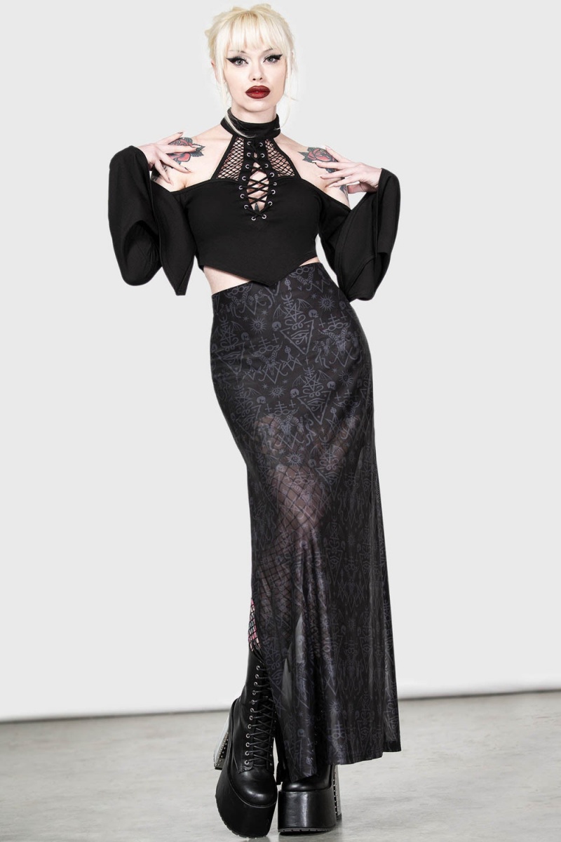 Killstar Baphy Maxi Skirt Negros | 57469-EBUN