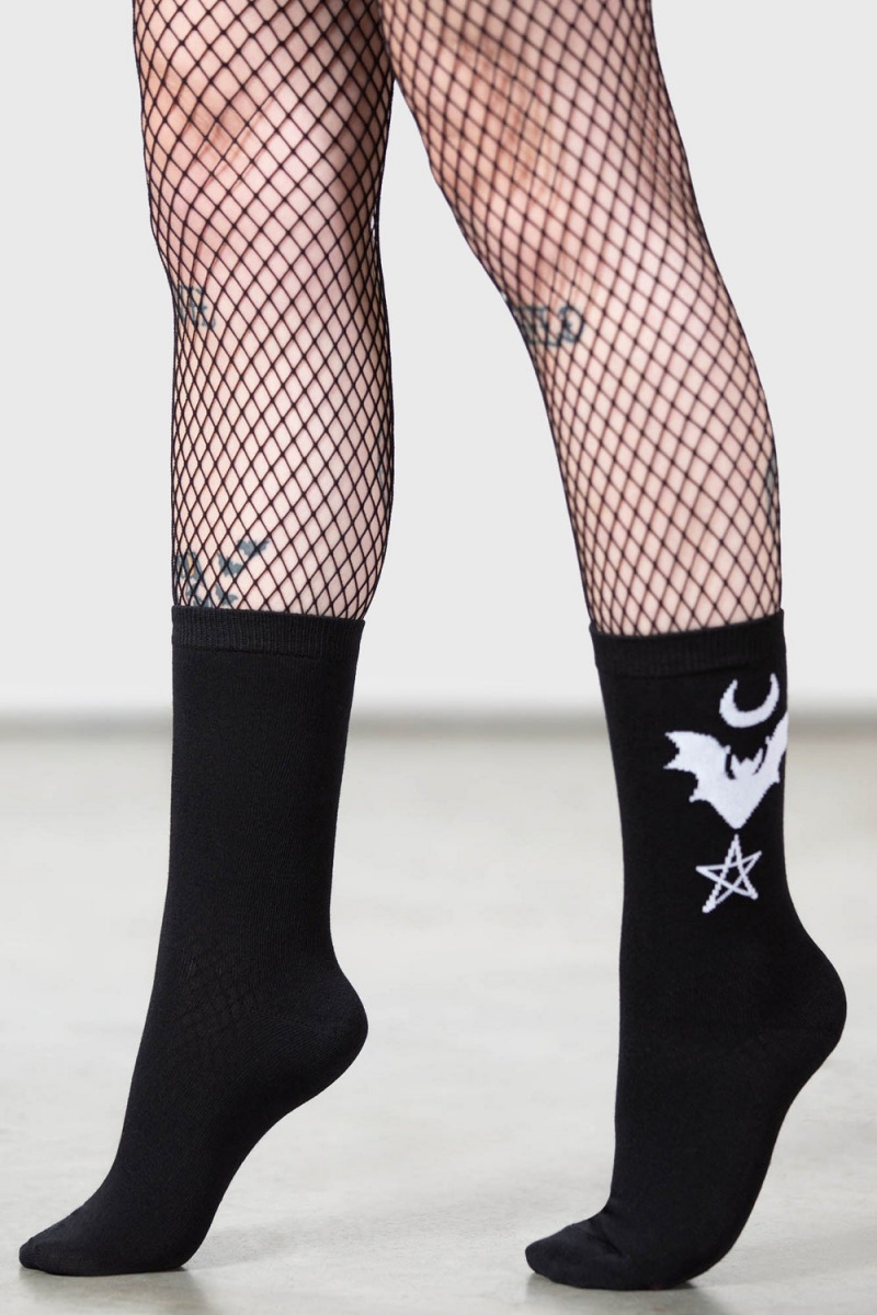 Killstar Bat Magic Socks [B] Negros | 13586-ZBJP