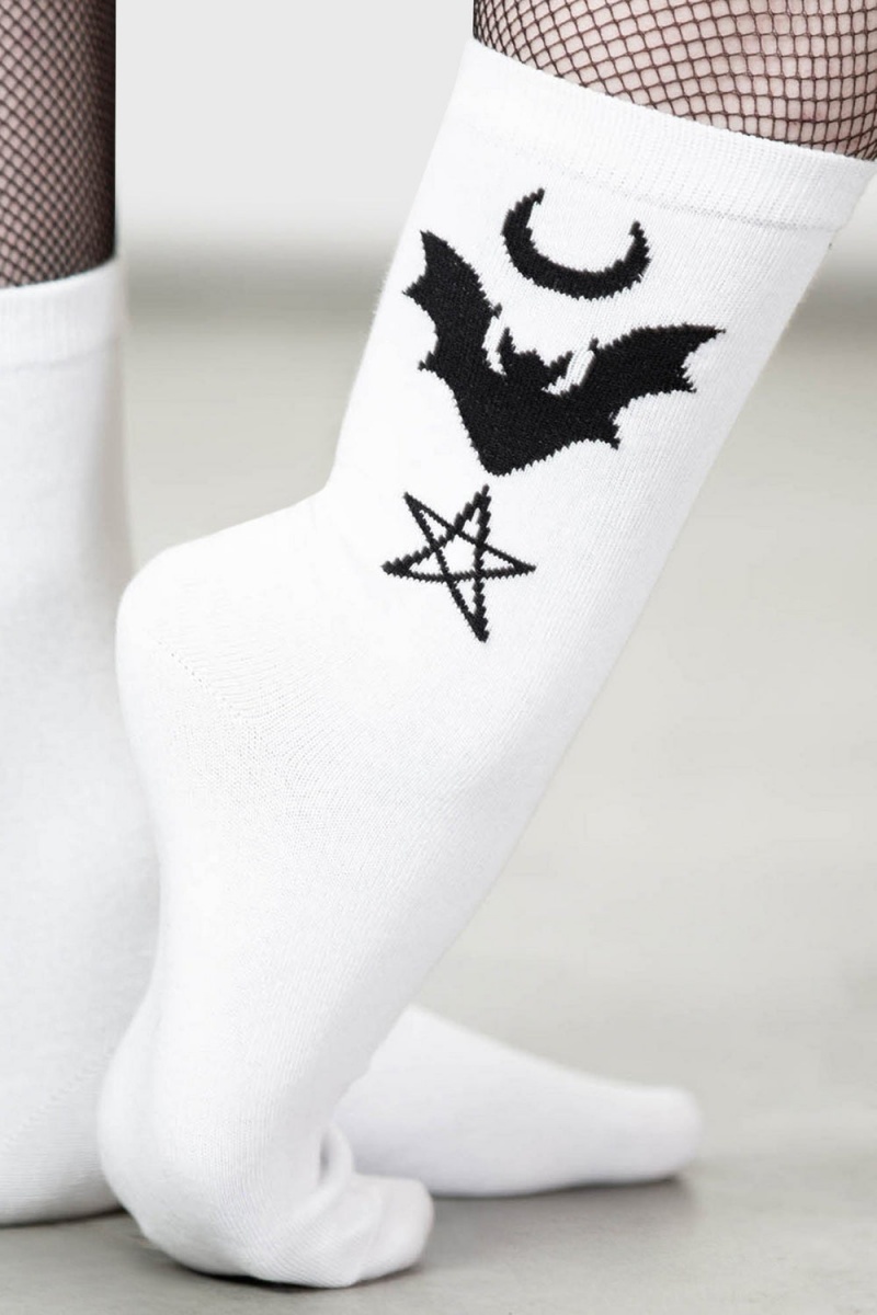 Killstar Bat Magic Socks [WHITE] Blancos | 16903-UEGF