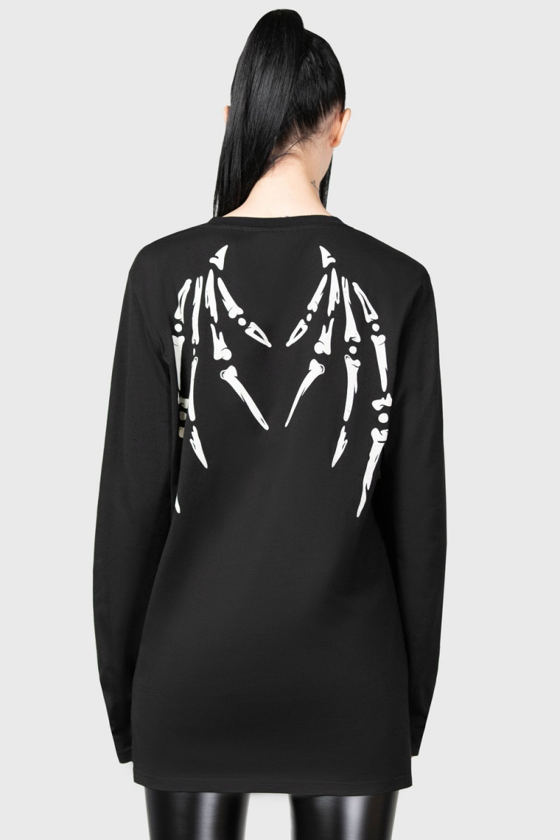 Killstar Batbone Long Sleeve Top Negros | 30176-CWKX