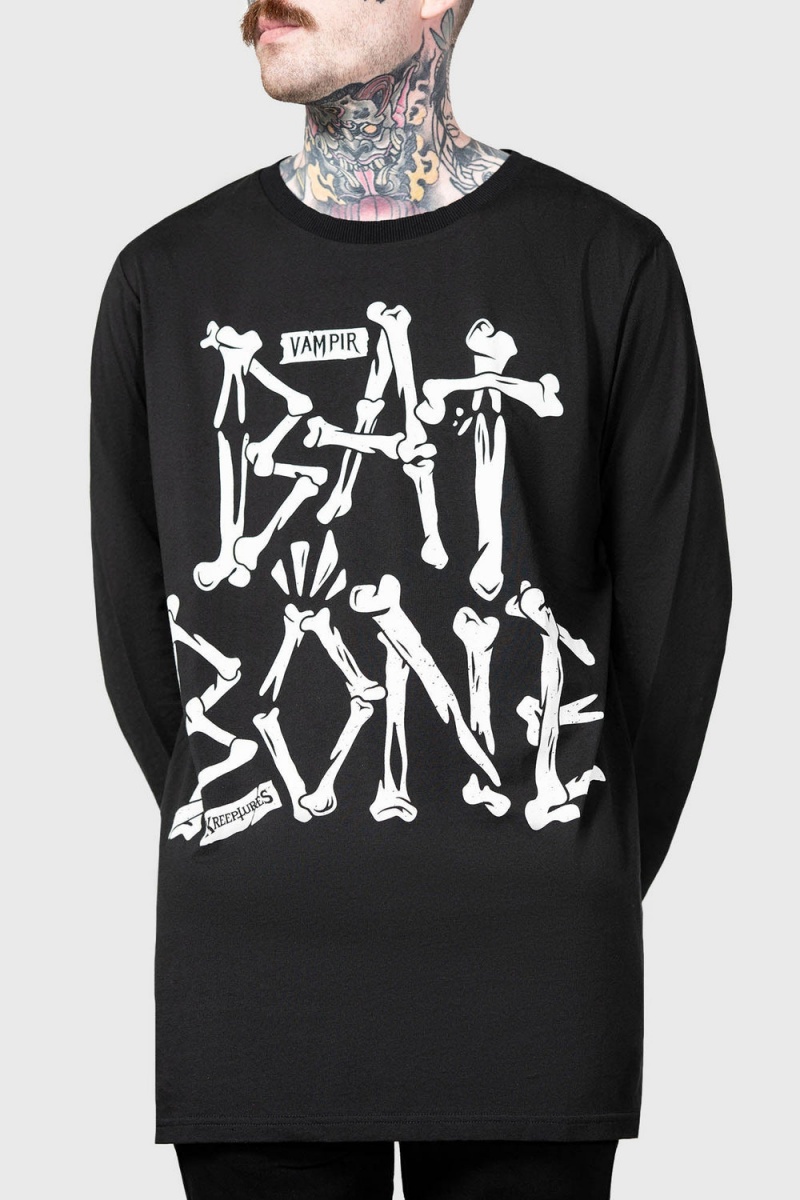 Killstar Batbone Long Sleeve Top Negros | 30176-CWKX