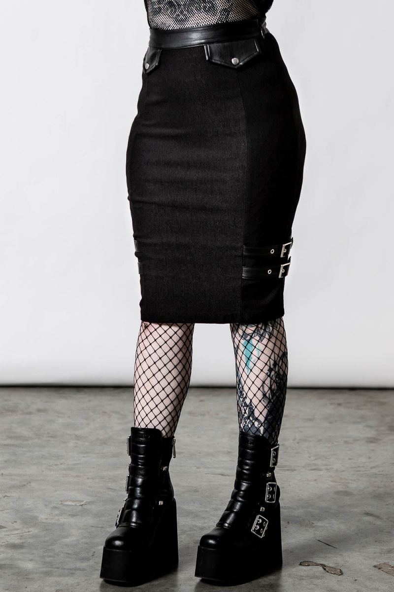 Killstar Bayonet Pencil Skirt Negros | 07458-LTMG