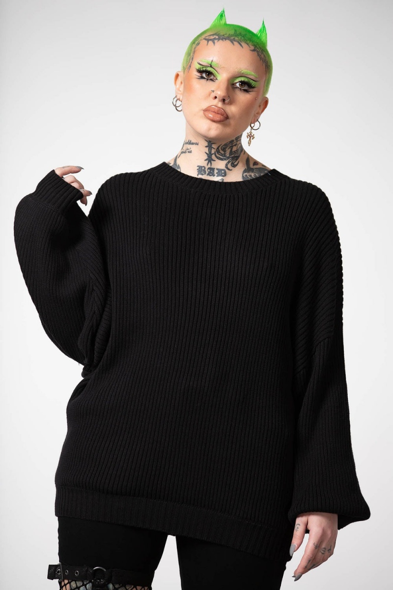 Killstar Belinda II Knit Sueter Negros | 63210-NOVB