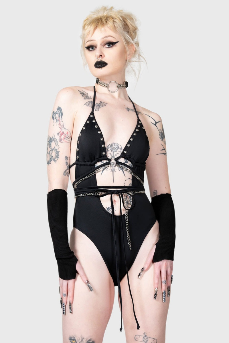 Killstar Black Hearted Swimsuit Negros | 25764-SZRU