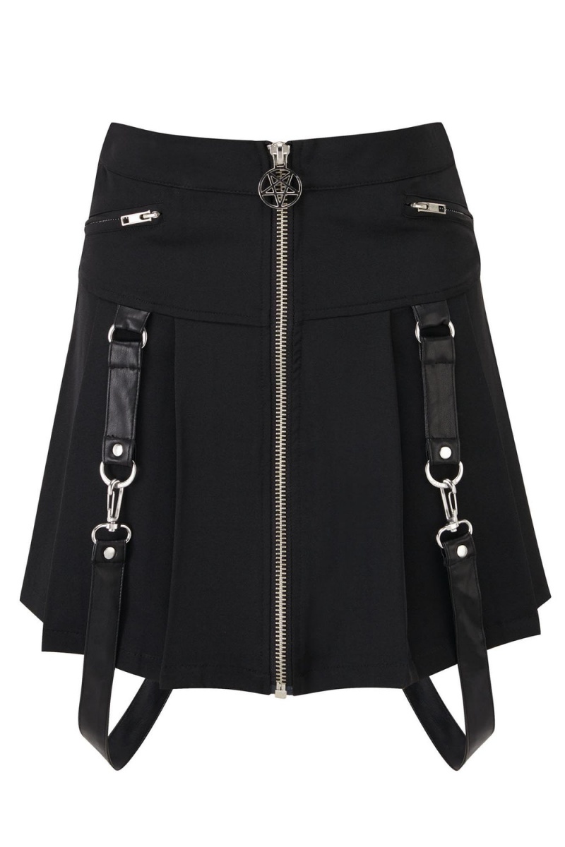 Killstar Blaire B*tch Mini Skirt [B] Negros | 90358-DGFI