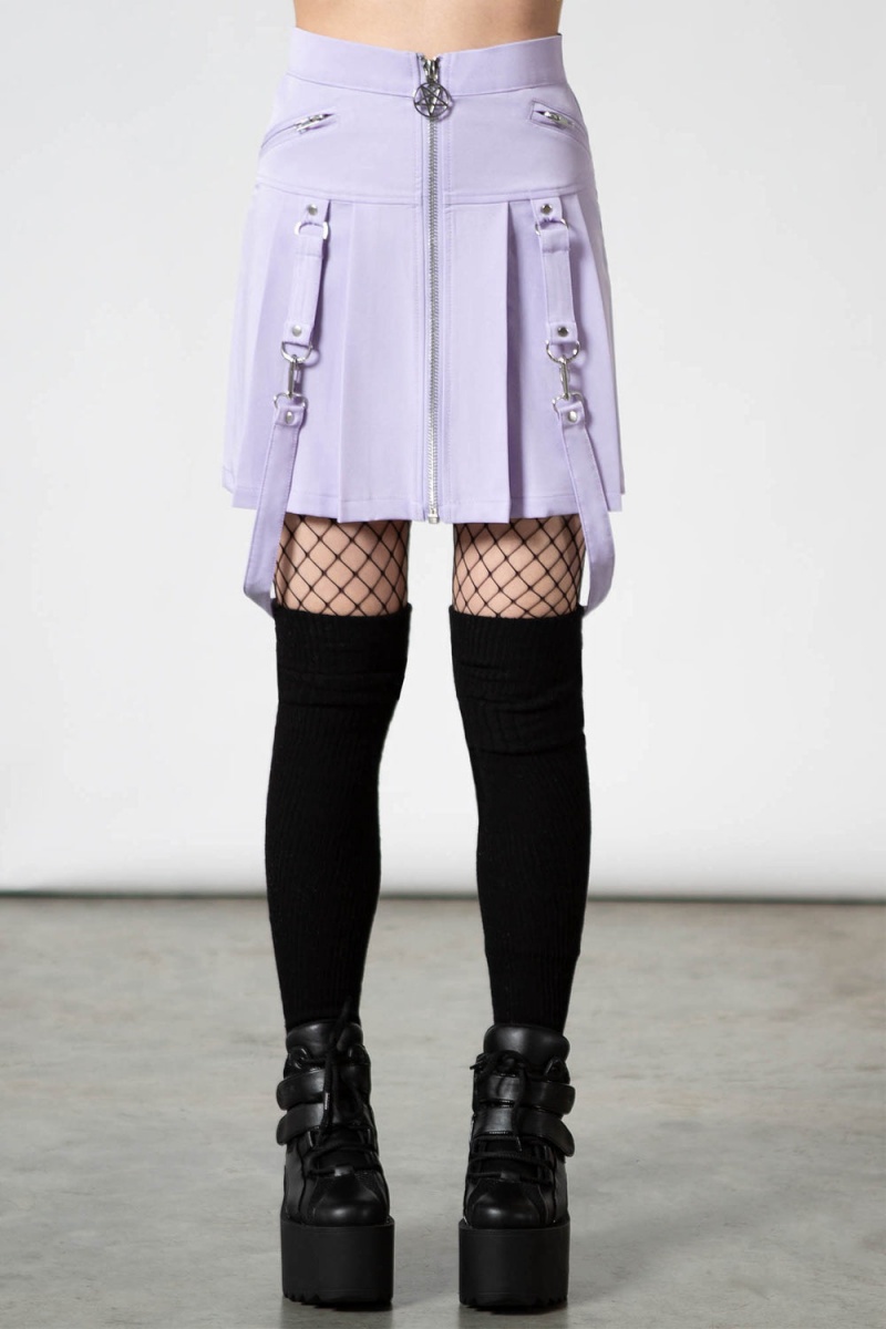 Killstar Blaire B*tch Mini Skirt [PASTEL LILAC] Lilac | 19653-ETLP