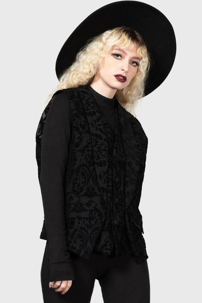Killstar Bleak Heart Waistcoat Negros | 12875-TBUY