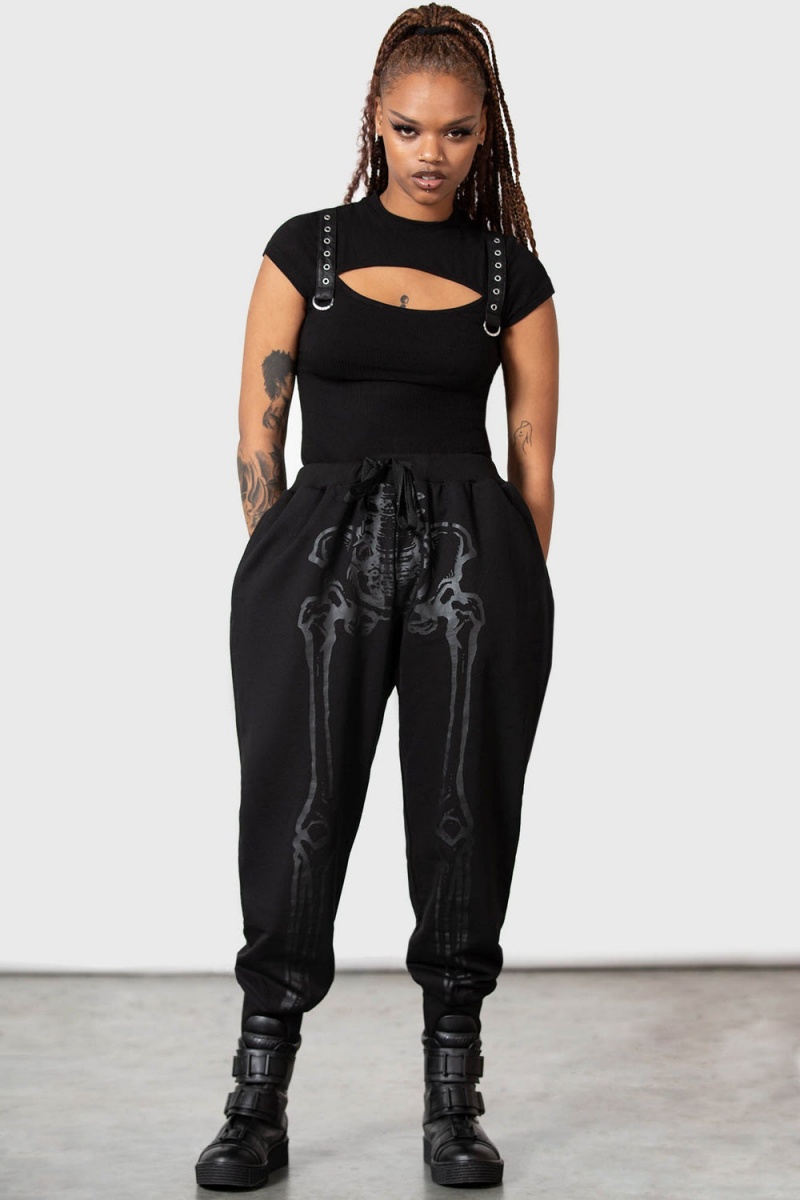 Killstar Bone Idle Joggers Negros | 13204-WUYK
