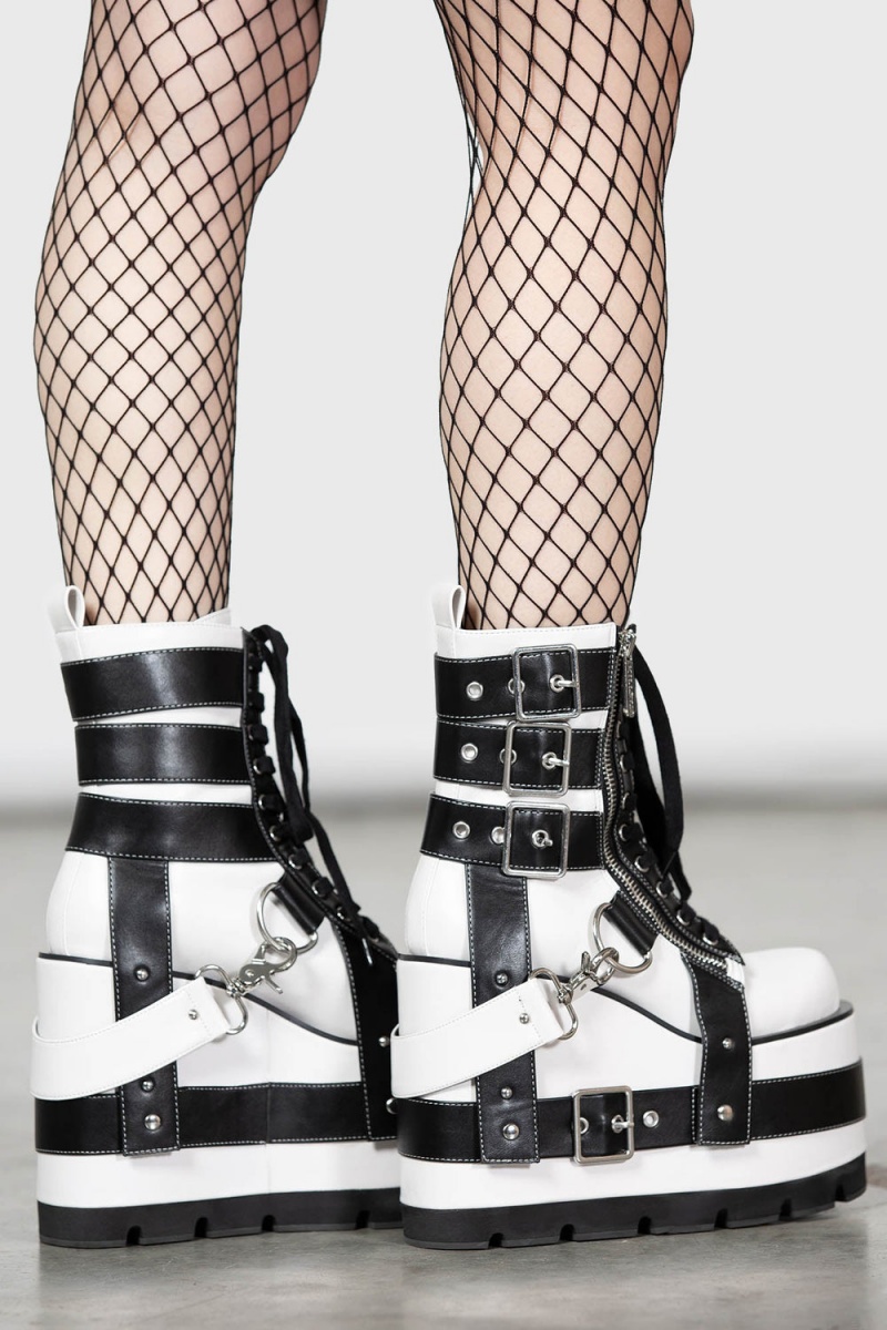 Killstar Bone Stomper Boots Negros | 10359-RVSE