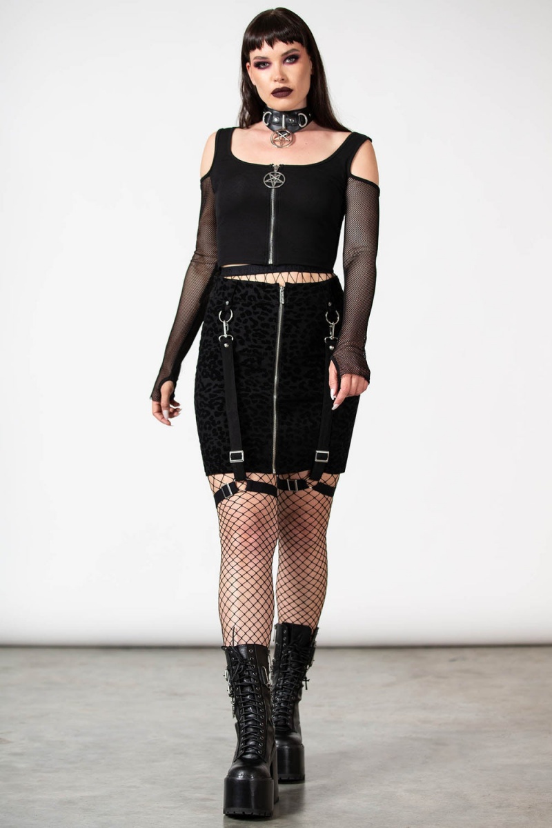 Killstar Bound To Me Garter Skirt Negros | 45176-BZCR