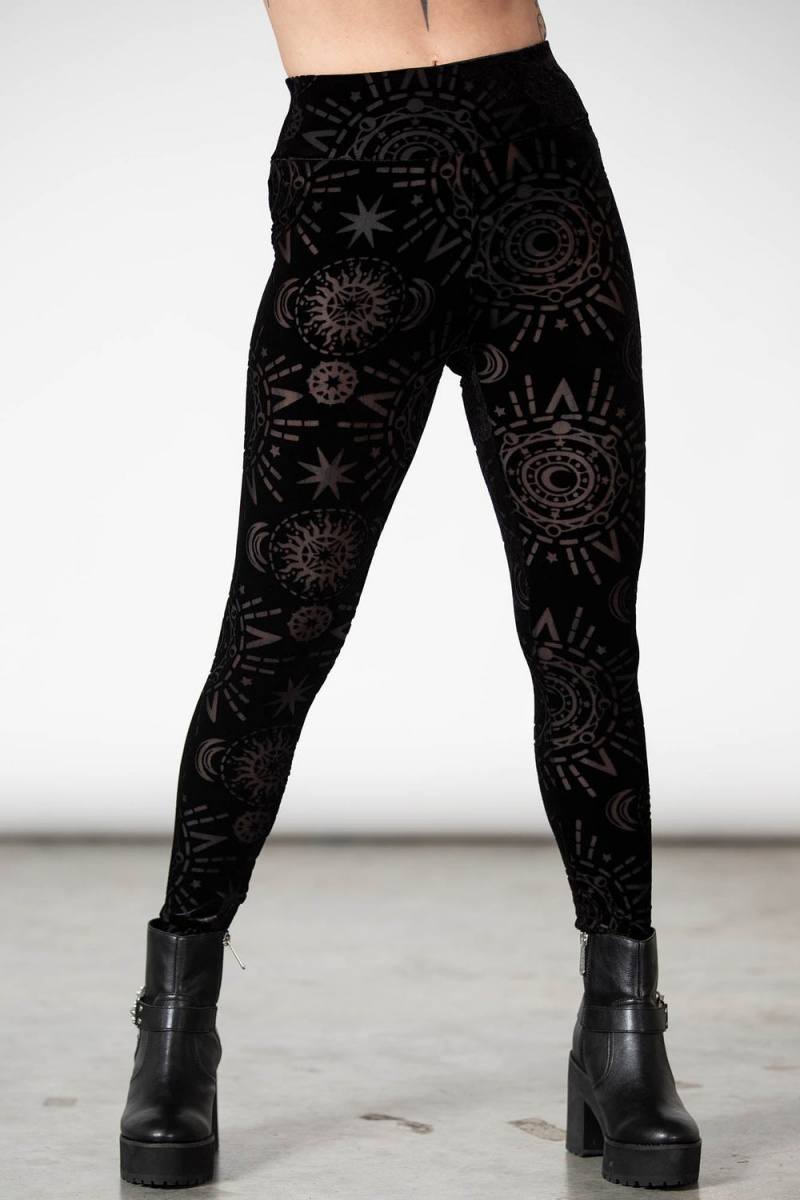 Killstar Brielle Burnout Leggings Negros | 93741-MZKS