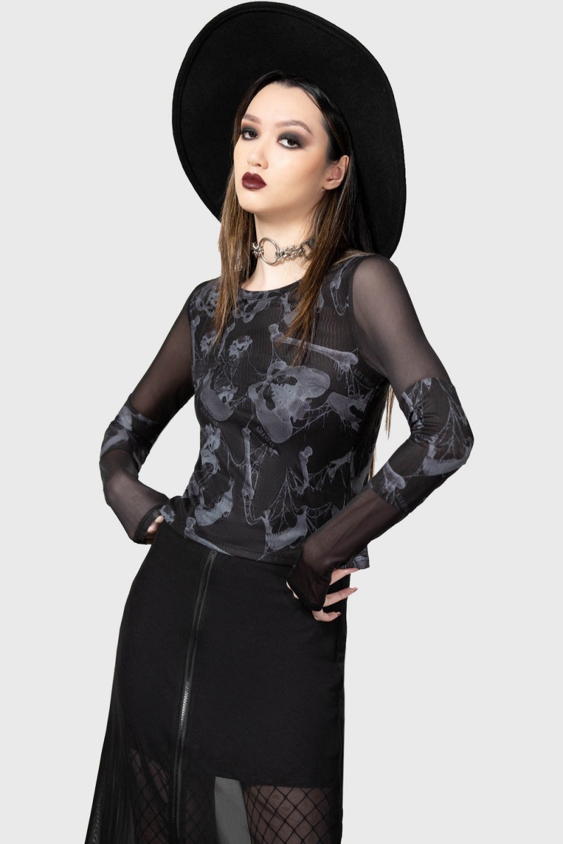Killstar Bright Light Long Sleeve Top Negros | 68320-DKWG