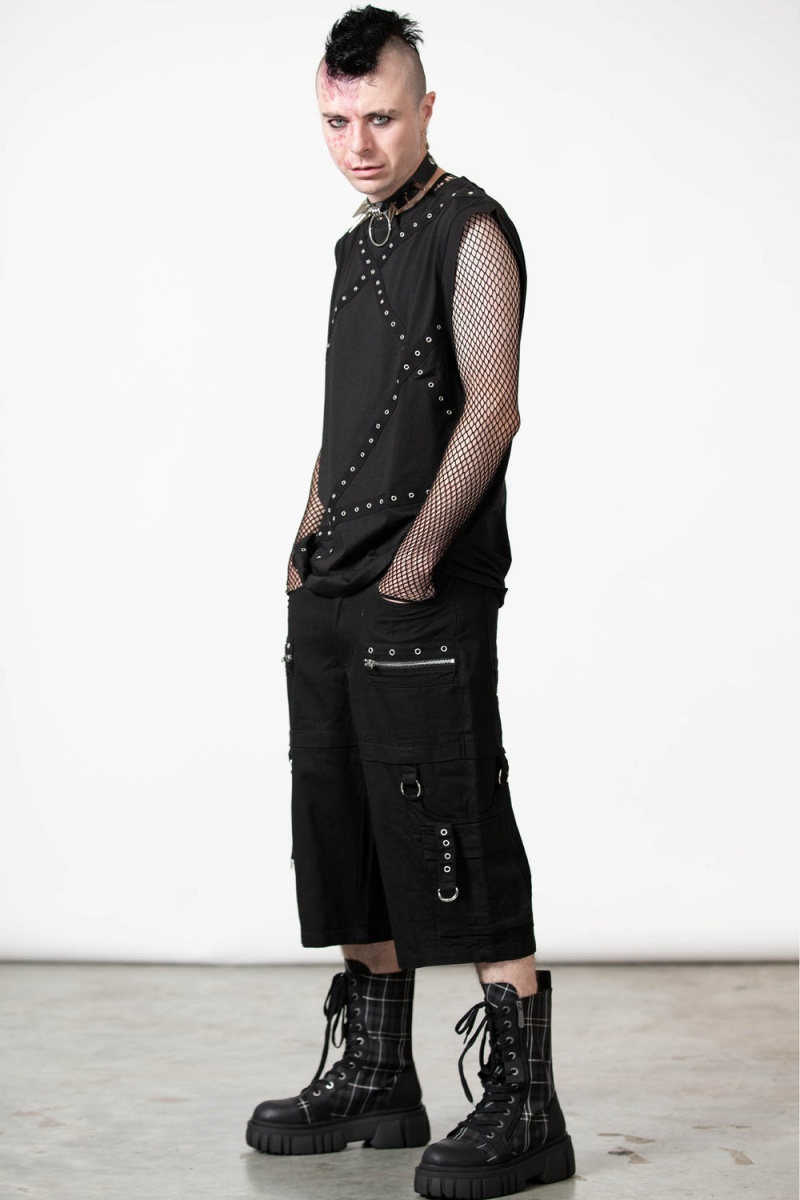 Killstar Bust Out Cargo Shorts Negros | 53928-EOSA