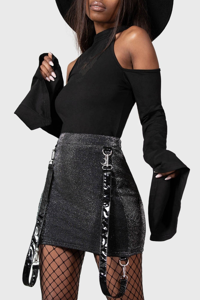 Killstar Carmilla Mini Skirt Negros | 01354-ZEDG