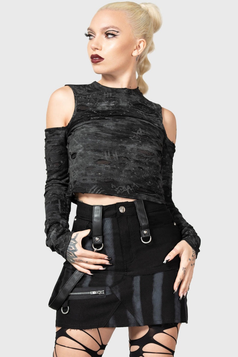 Killstar Carnevil Skirt Negros | 38247-XQLY