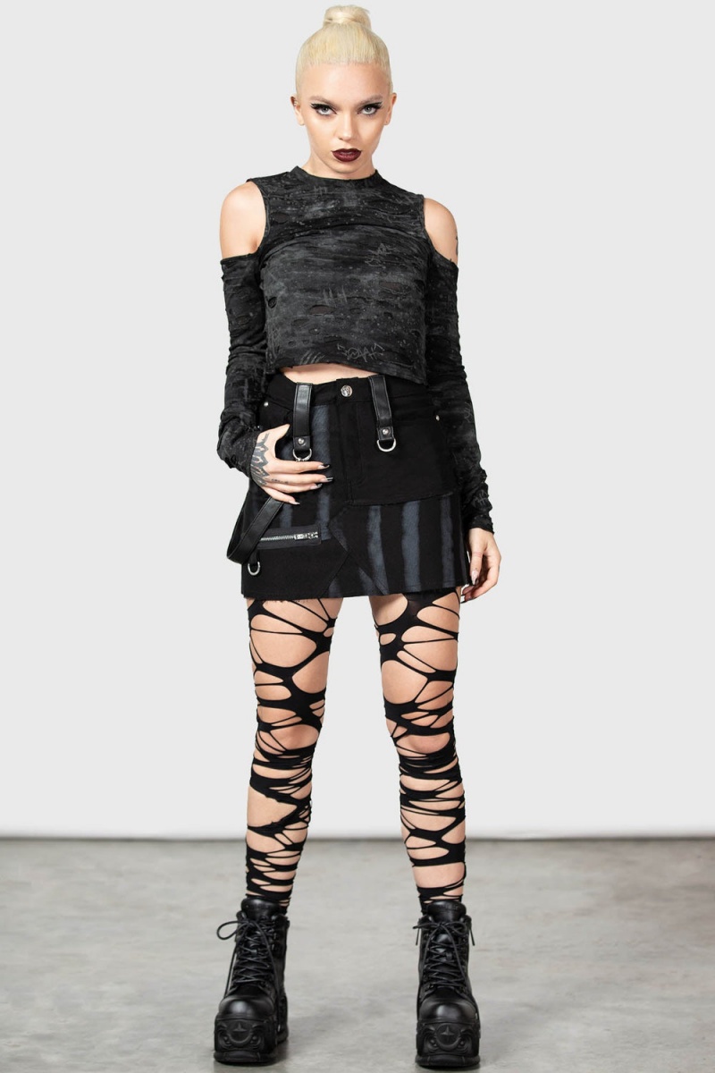 Killstar Carnevil Skirt Negros | 38247-XQLY