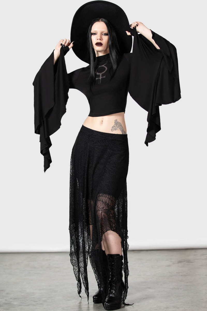 Killstar Caroline Skirt Negros | 49671-CTAO