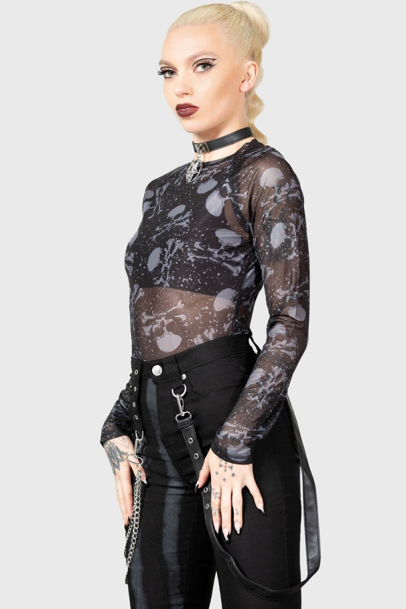 Killstar Carousel Long Sleeve Top Negros | 87024-OXBU