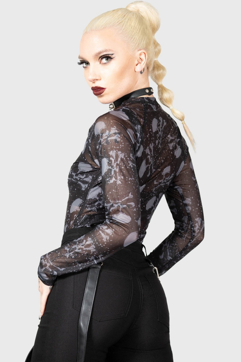 Killstar Carousel Long Sleeve Top Negros | 87024-OXBU