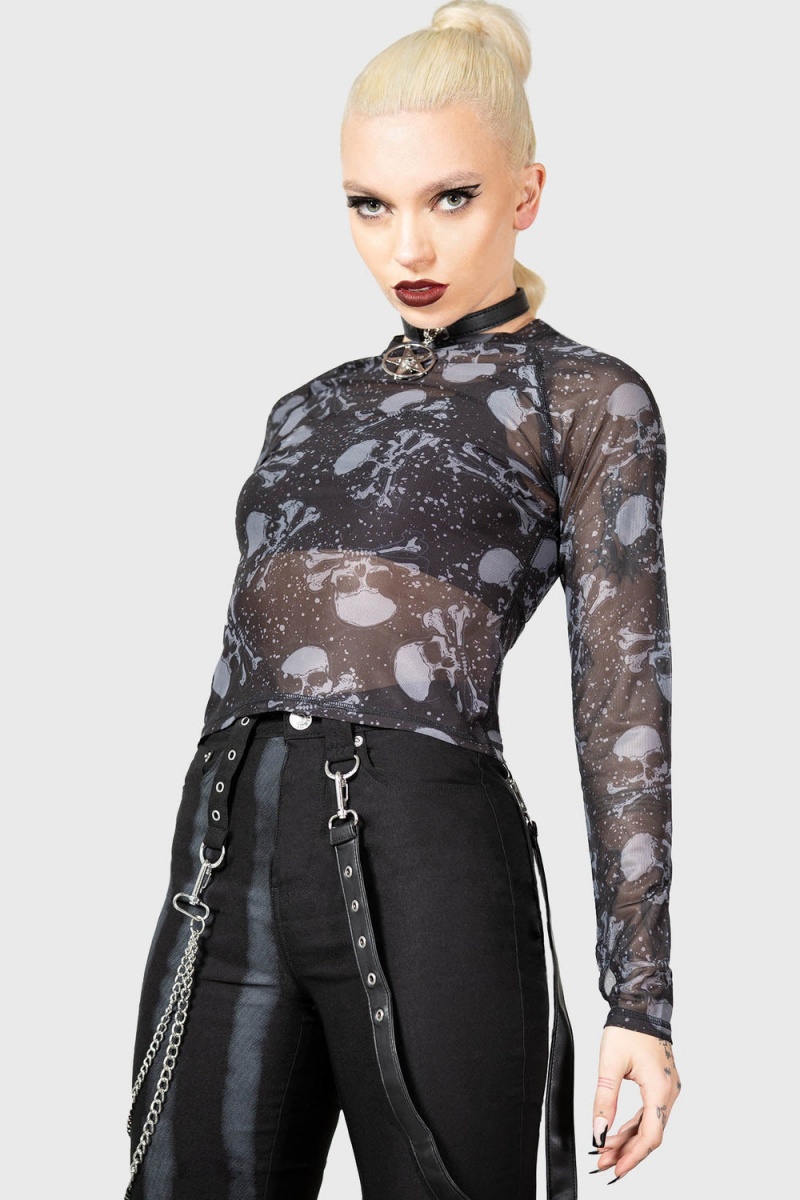 Killstar Carousel Long Sleeve Top Negros | 87024-OXBU