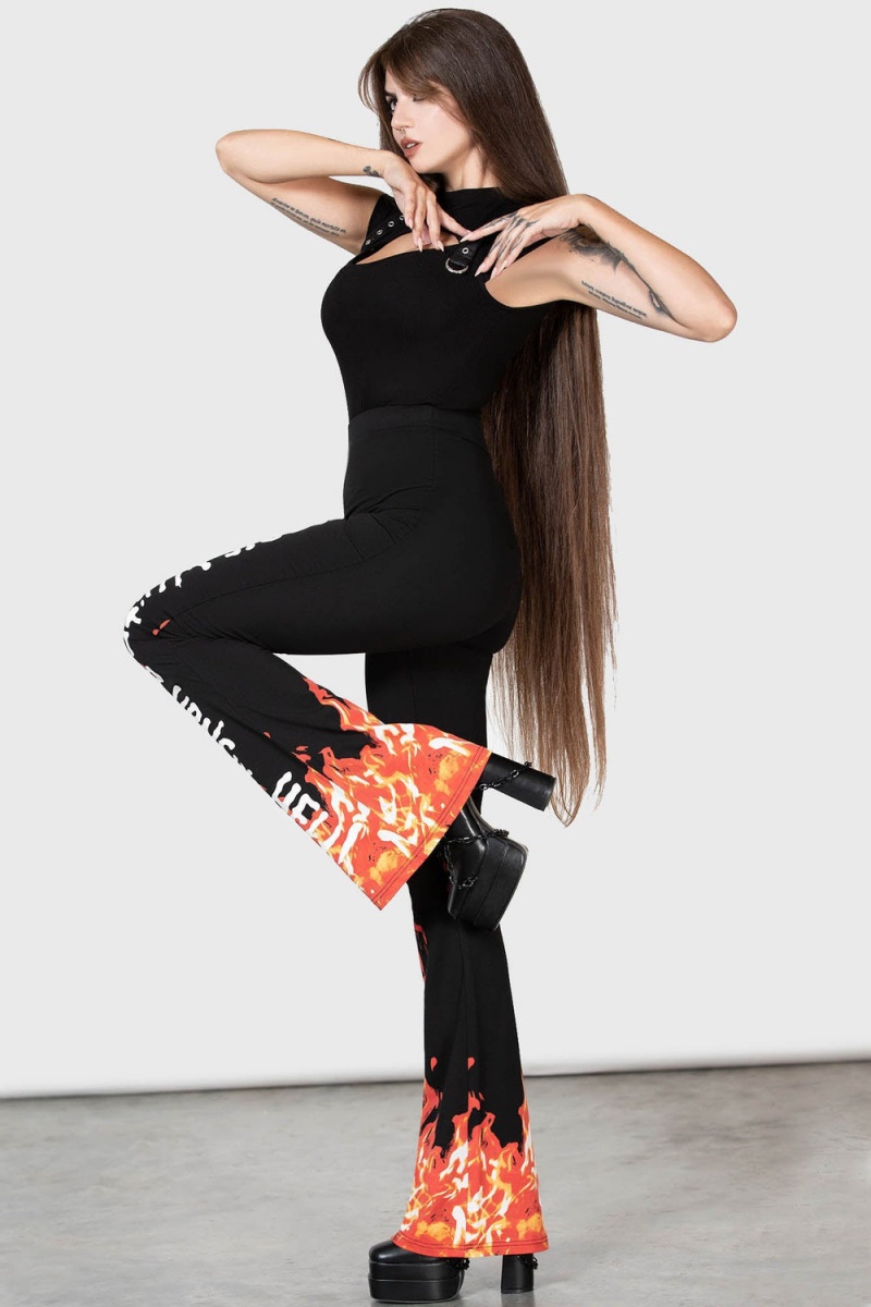 Killstar Carrie Bootcut Trousers Negros | 41386-LSOQ