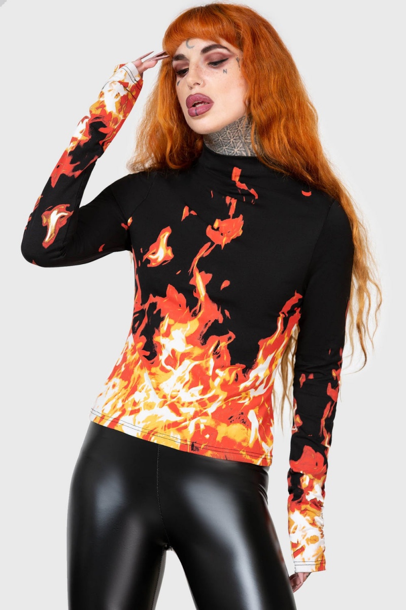 Killstar Carrie Long Sleeve Top Negros | 53720-FZWV