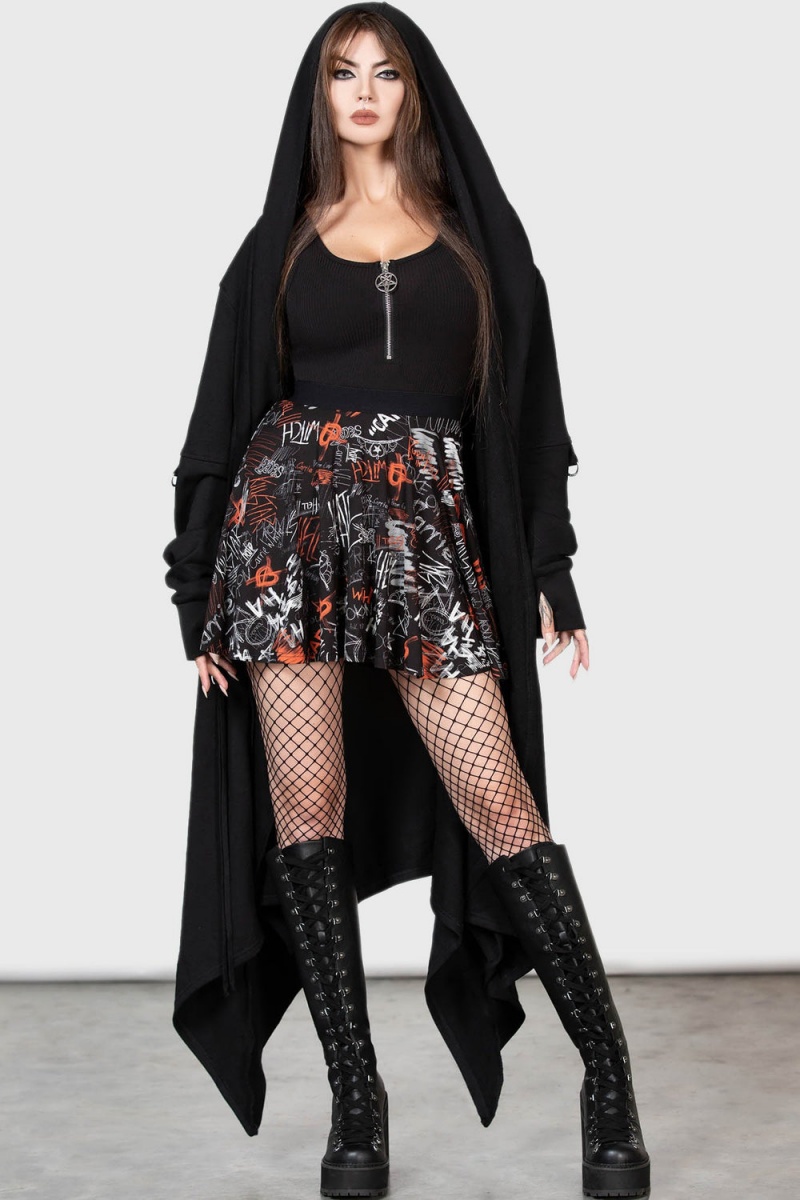 Killstar Carrie Skater Skirt Negros Rojos Blancos | 92048-BZPL