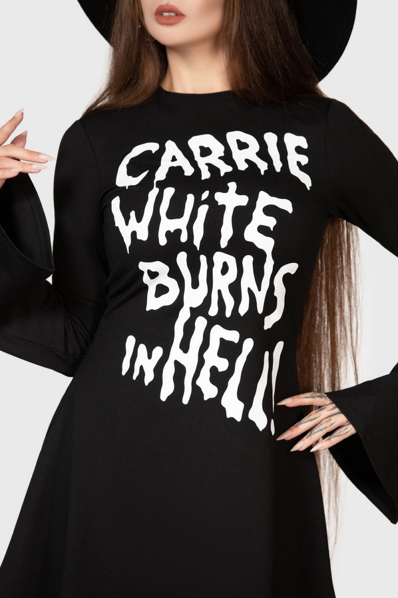 Killstar Carrie Skater Vestido Negros Rojos | 41579-RMCO