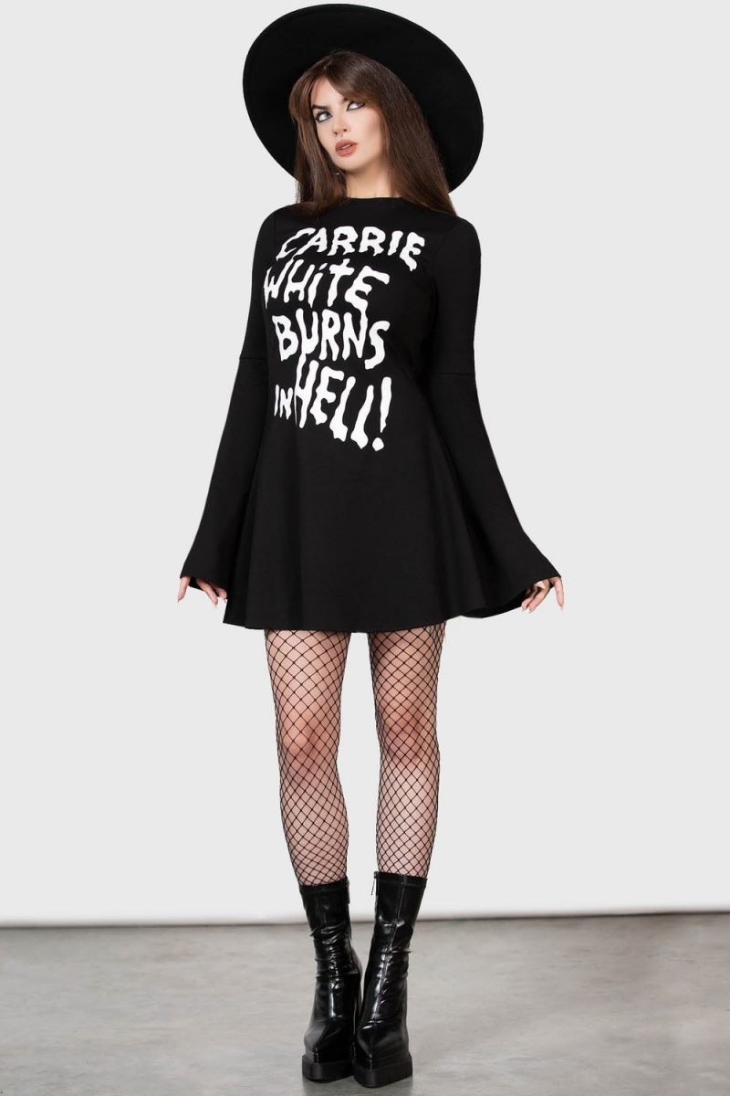 Killstar Carrie Skater Vestido Negros Rojos | 41579-RMCO