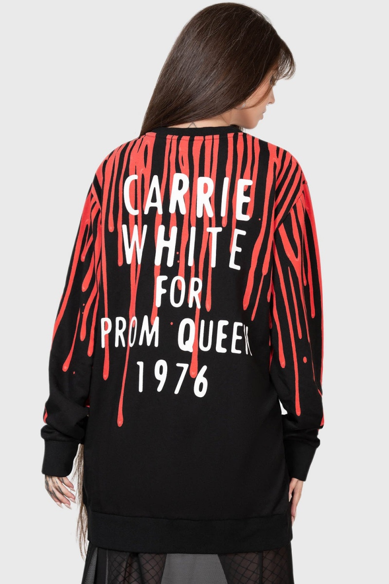 Killstar Carrie Sweatshirt Negros Rojos | 41395-UYZT