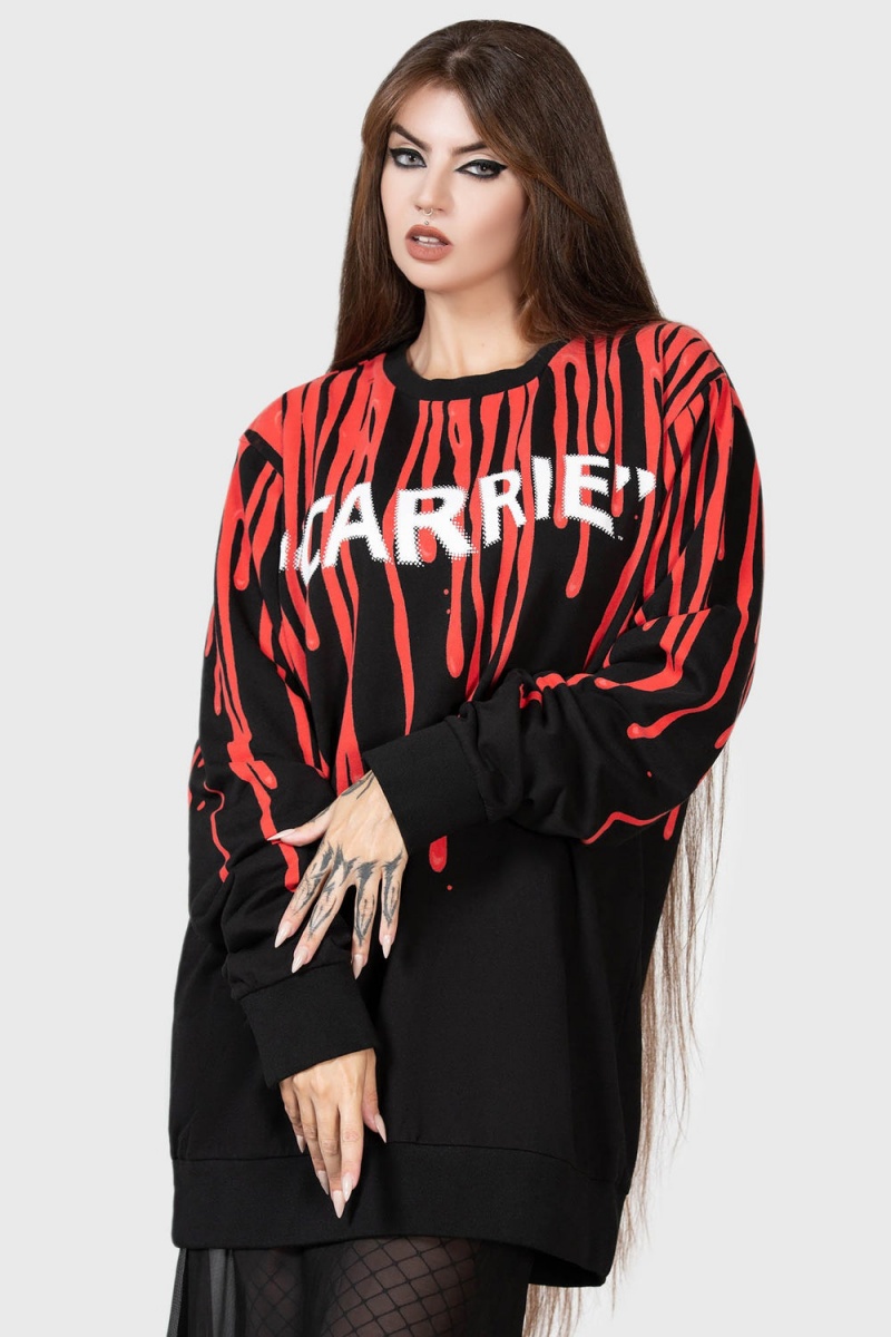 Killstar Carrie Sweatshirt Negros Rojos | 41395-UYZT