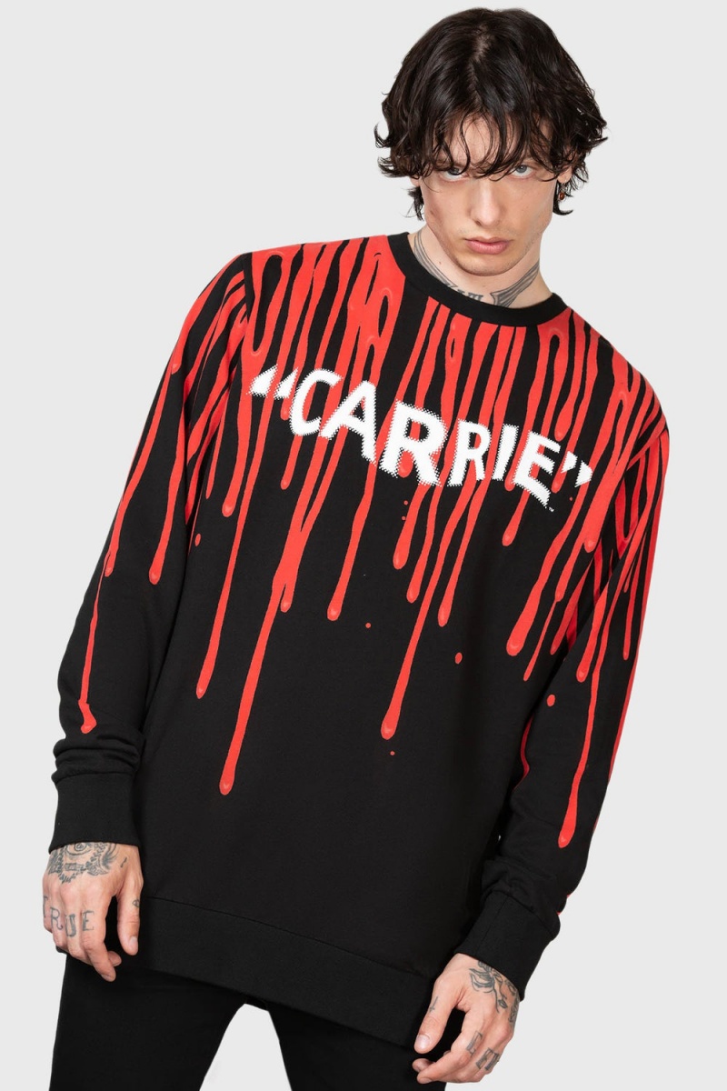 Killstar Carrie Sweatshirt Negros Rojos | 41395-UYZT