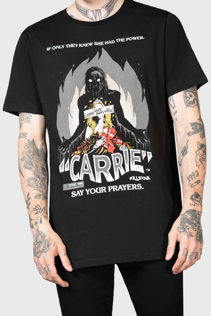 Killstar Carrie White T-Shirt Negros | 68391-KXAO