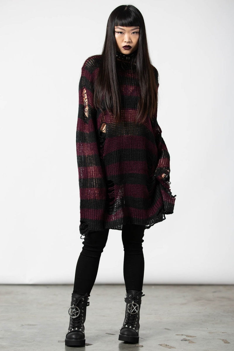 Killstar Cassius Knit Sueter Morados | 06249-PXBA