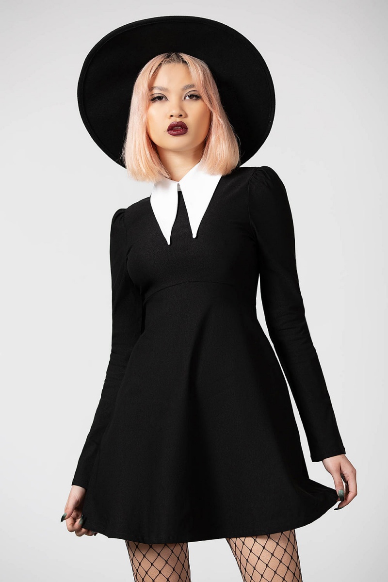 Killstar Cathedral Skater Vestido Negros | 64295-ZNPF