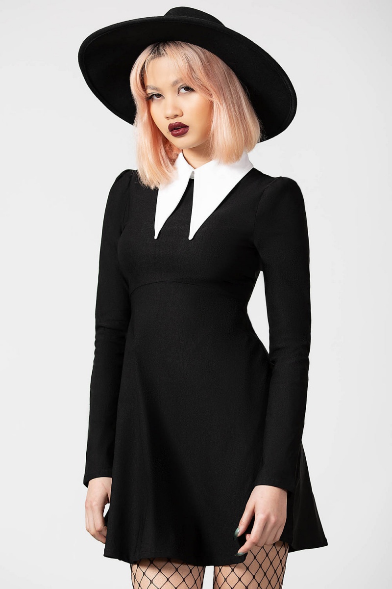 Killstar Cathedral Skater Vestido Negros | 64295-ZNPF