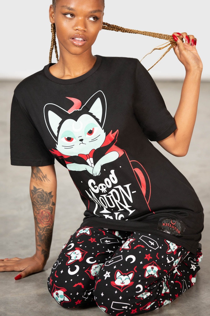 Killstar Catnap T-Shirt Negros | 07853-XIQJ