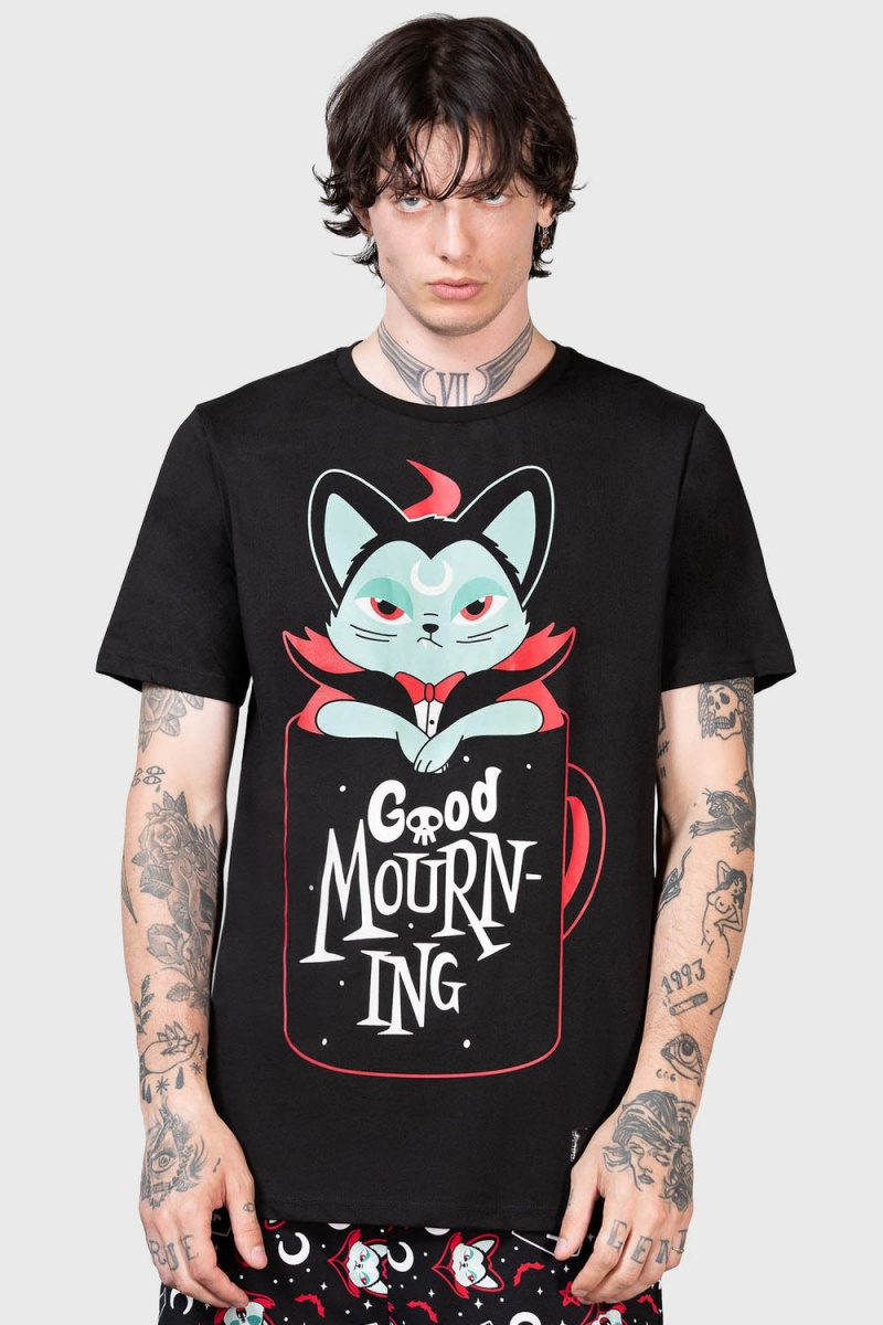 Killstar Catnap T-Shirt Negros | 07853-XIQJ
