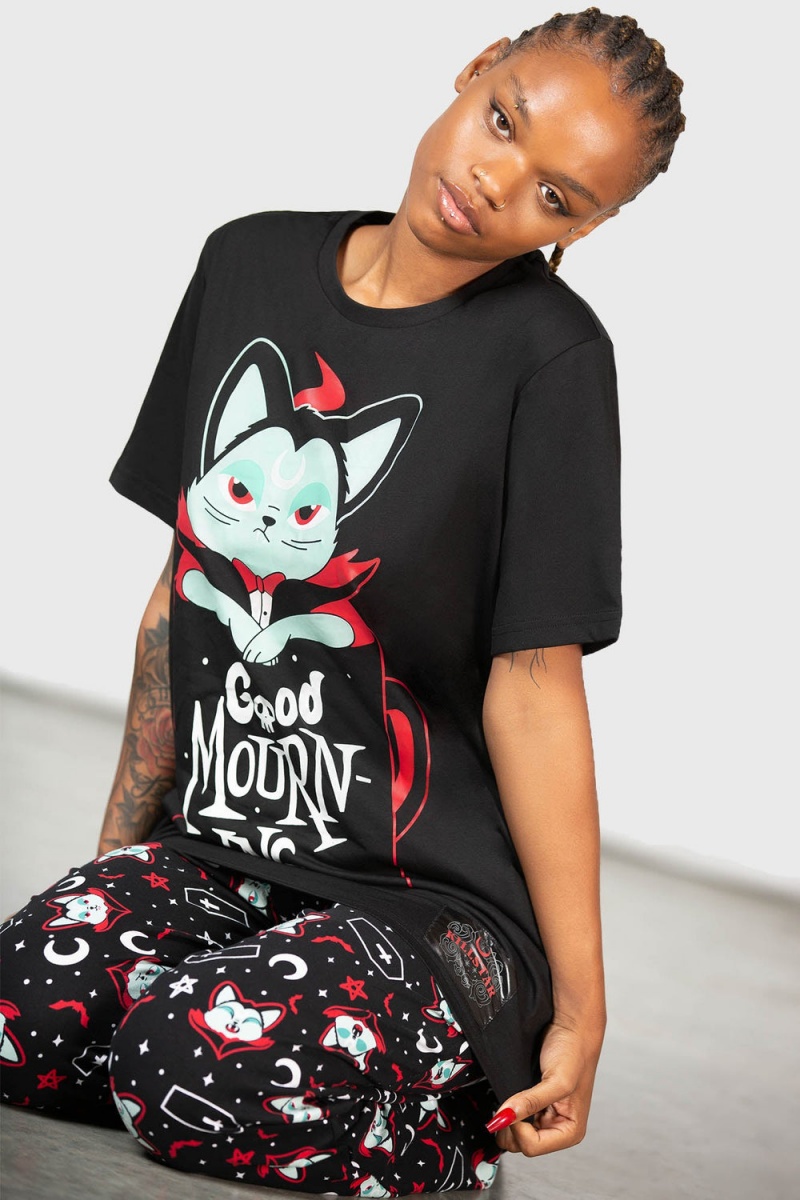 Killstar Catnap T-Shirt Negros | 51837-HGRP