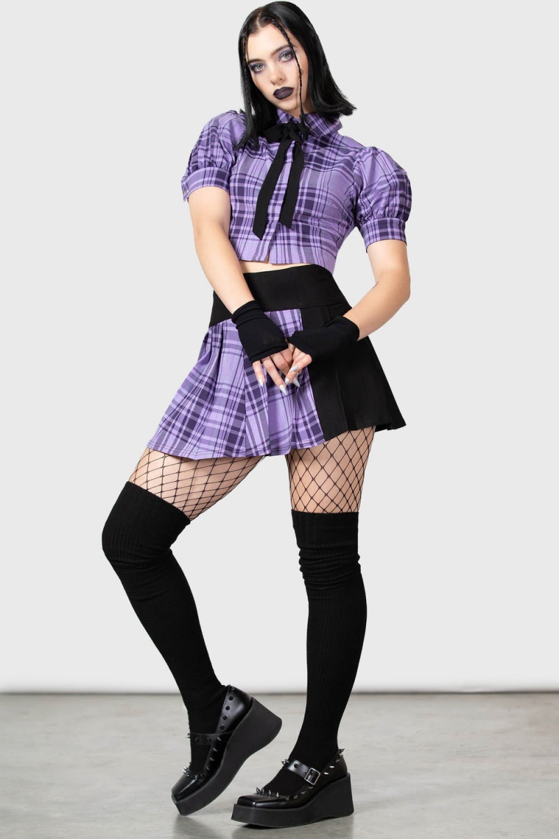 Killstar Cattie Plisado Skirt Morados | 74018-YQLK